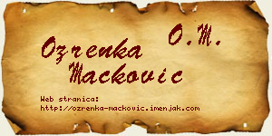 Ozrenka Mačković vizit kartica